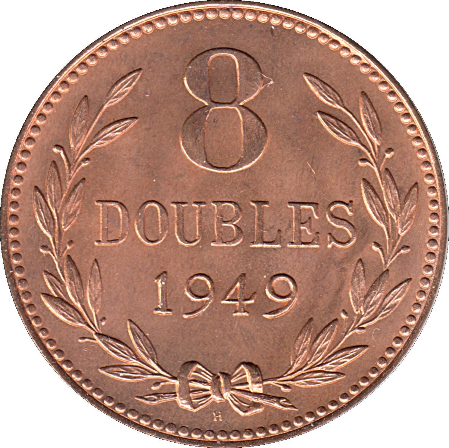 Guernsey 8 Doubles Mynt | Våpenskjold | KM14 | 1914 - 1949