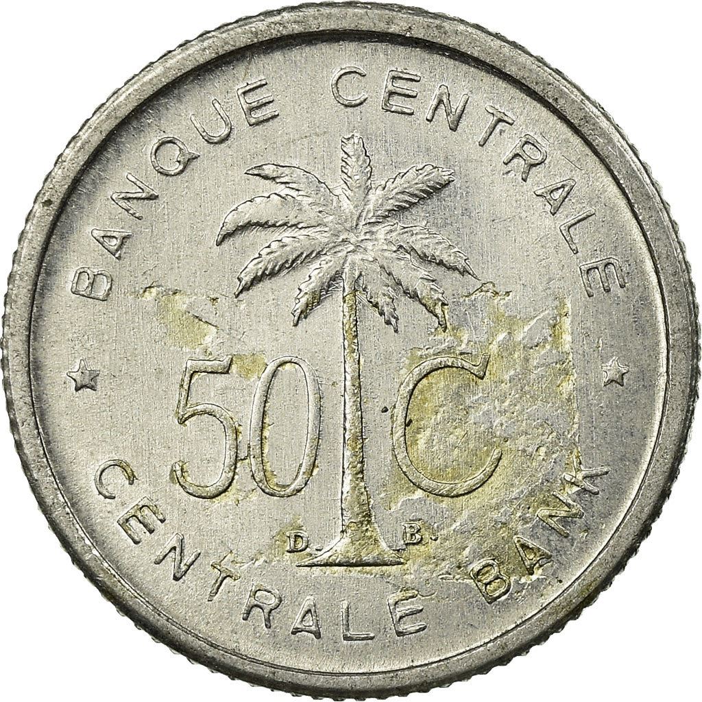 Belgian Congo | 50 Centimes Coin | Oil palm tree | Km:2 | 1954 - 1955