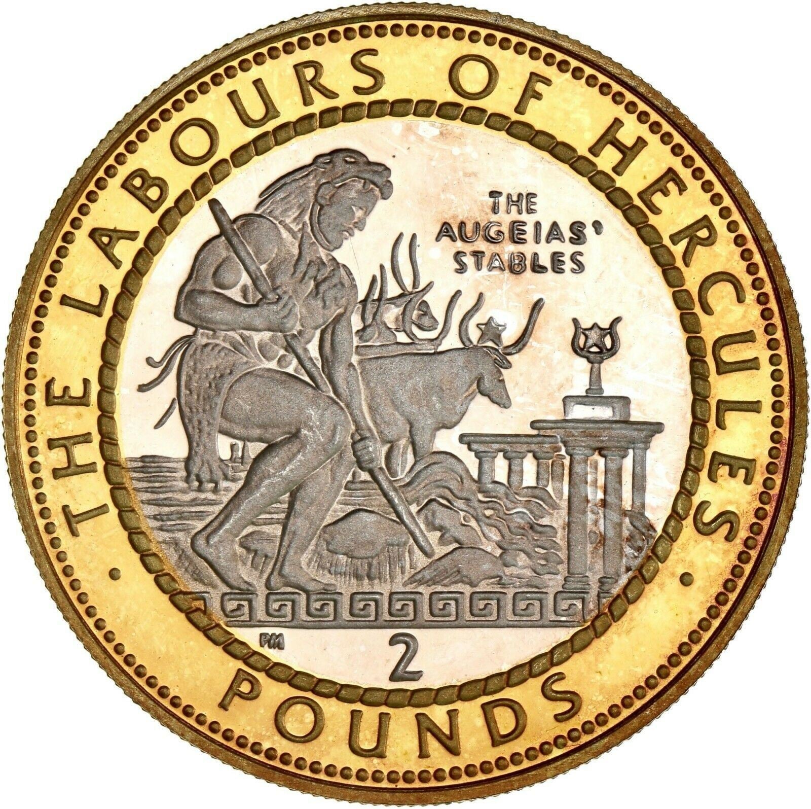 Gibraltar | 2 Pounds Coin | Queen Elizabeth II | Augean Stables | KM759 | 1999