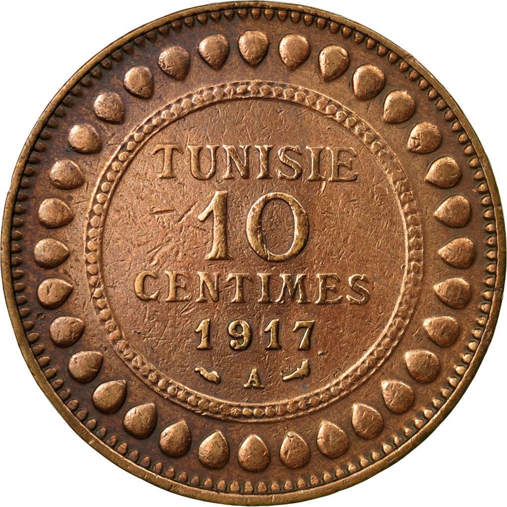 Tunisia 10 Centimes Coin | Muhammad V | KM236 | 1907 - 1918