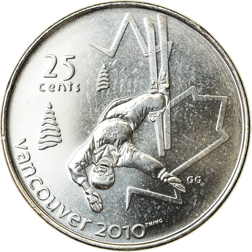 Canada | 25 Cents Coin | Nickel plated steel | Freestyle Skiing | KM:765 | 2008