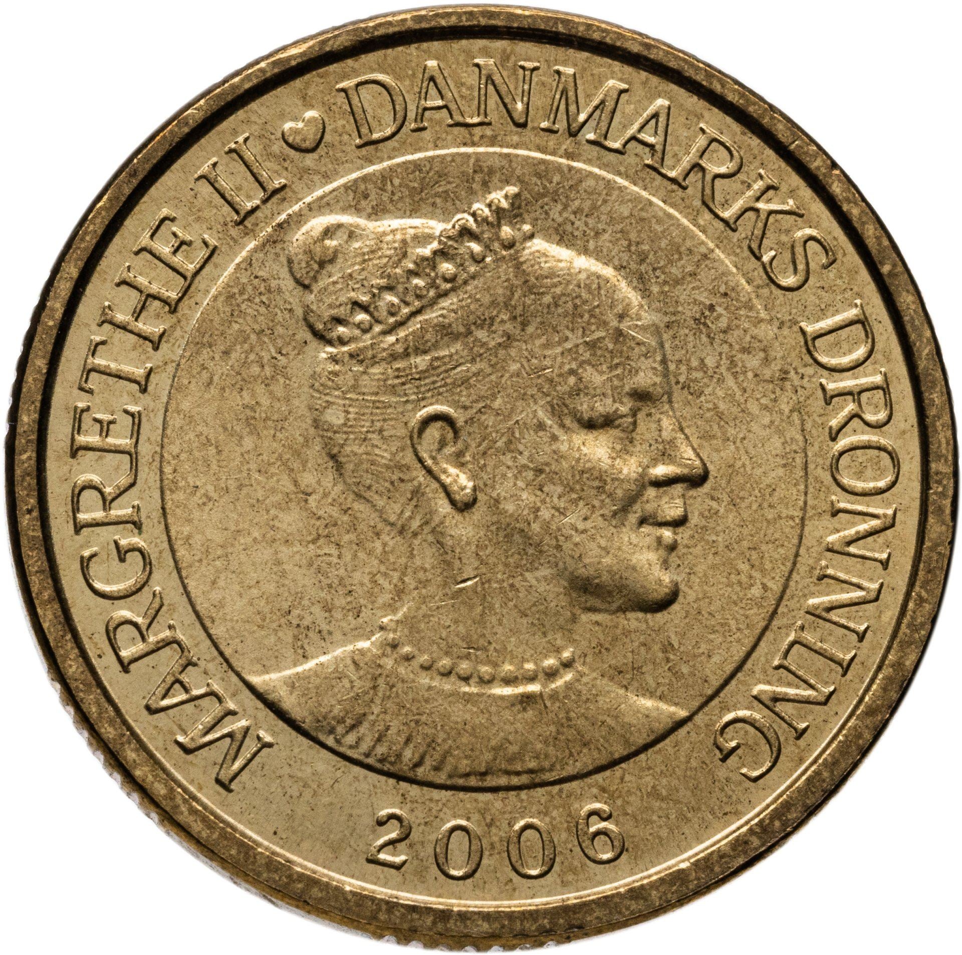 Danijos | 20 kronų moneta | Karalienė Margrethe II | Tre Brødre | Cairns | KM913 | Danija | 2006