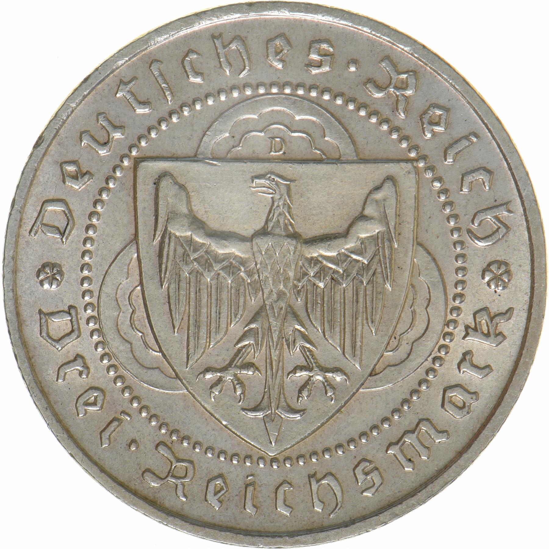 Germany | 3 Reichsmark Coin | Von Der Vogelweide | KM:69 | 1930