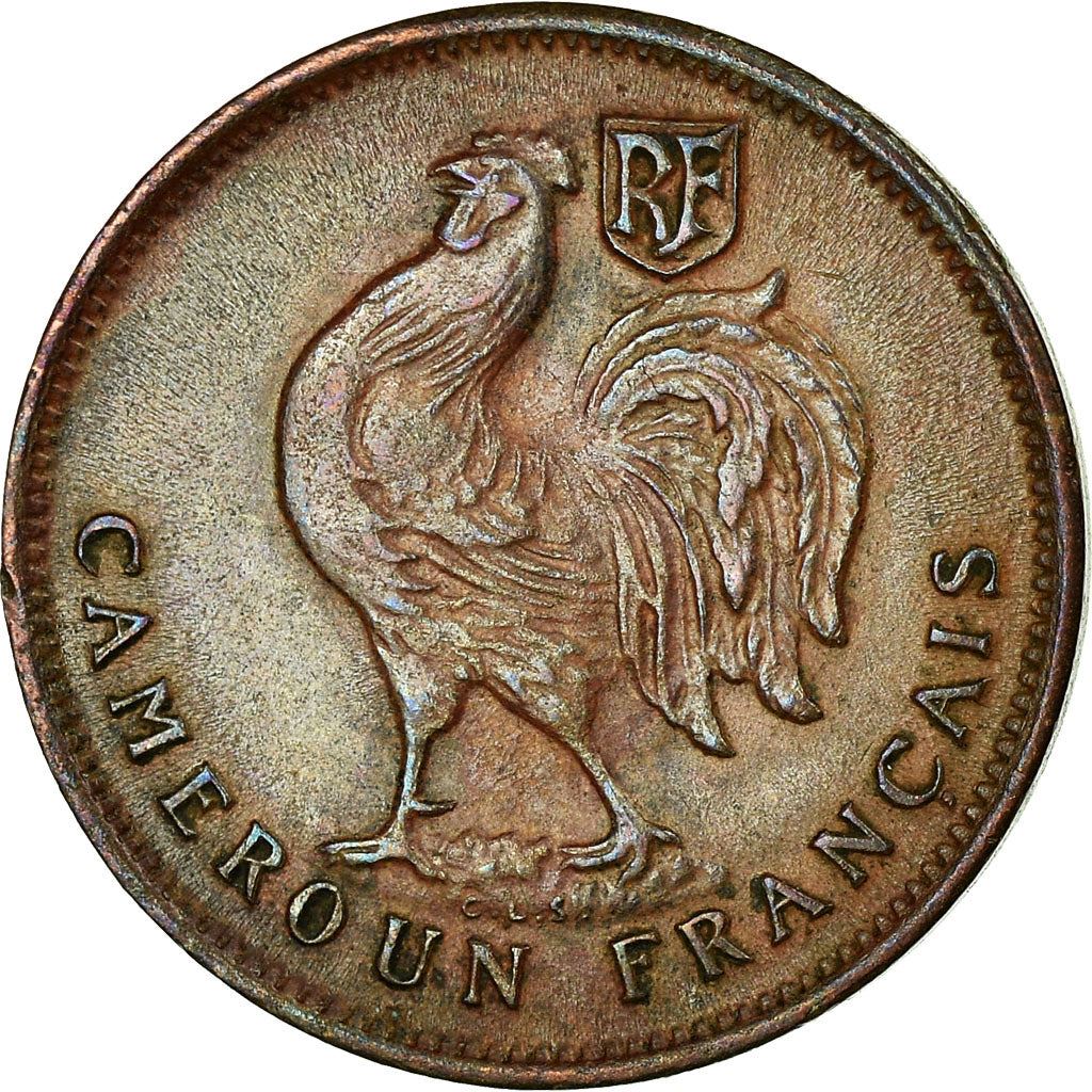 French Cameroon | 50 Centimes Coin | Rooster | Lorraine Cross | Km:4 | 1943