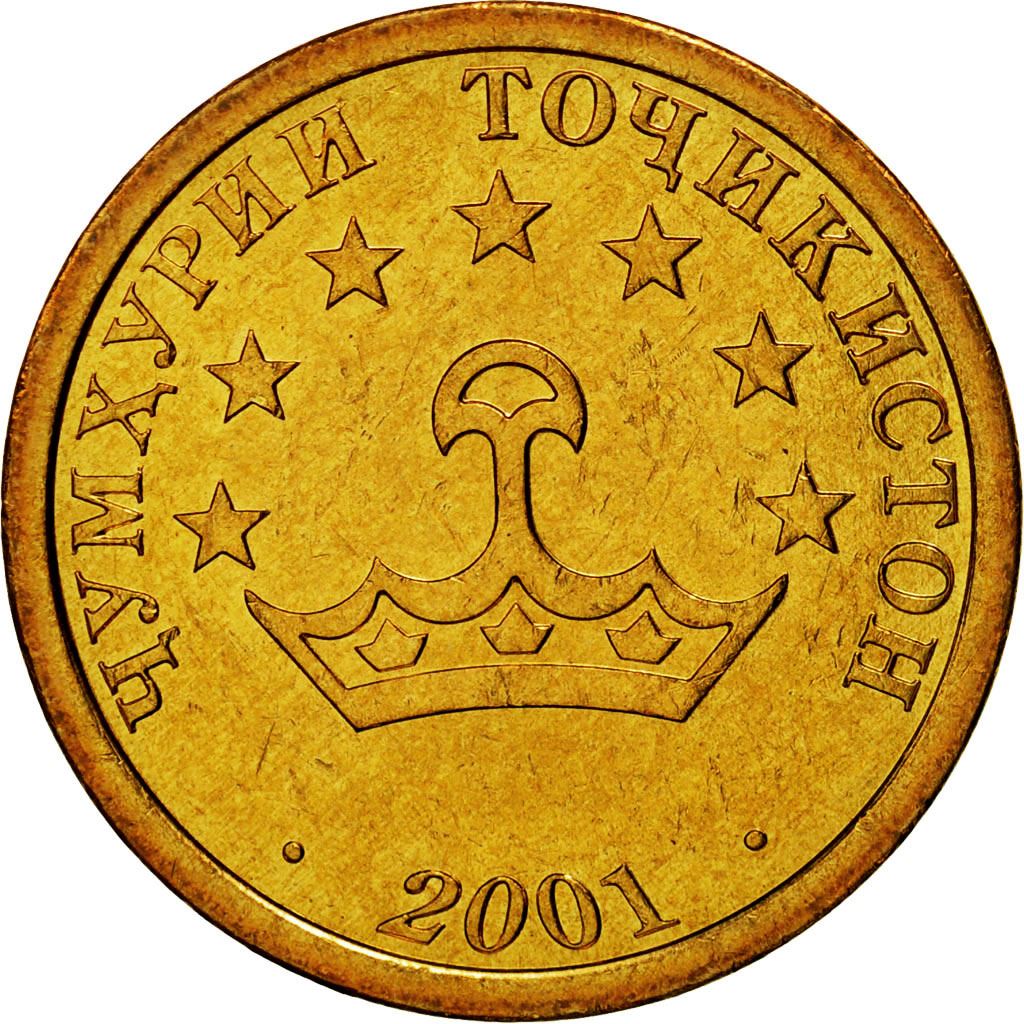Tajikistan | 20 Diram Coin | Crown | Stars | Small Value | Km:4.1 | 2001
