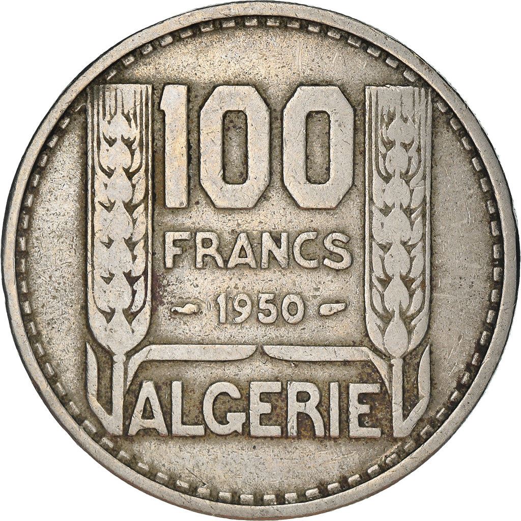 Algeria 100 Francs Coin | Marianne | Phrygian Cap | KM93 | 1950 - 1952