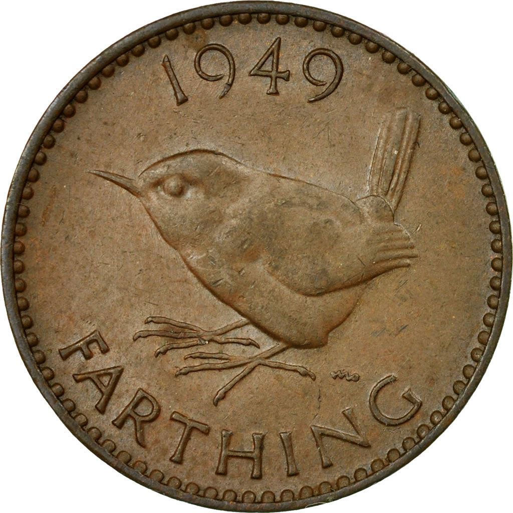 United Kingdom | 1 Farthing Coin | Eurasian wren | Km:867 | 1949 - 1952