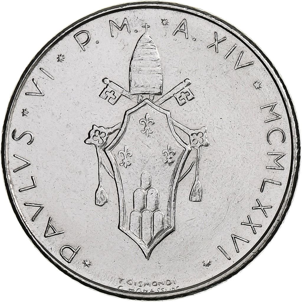 Vatican City | 50 Lire Coin | Olive branch | Km:121 | 1970 - 1976