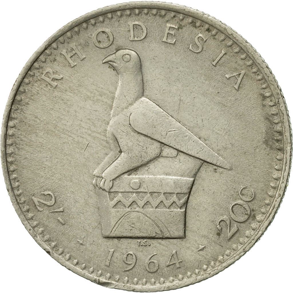 Rhodesia | 2 Shillings / 20 Cents Coin | Elizabeth II | Zimbabwe Bird | Km:3 | 1964