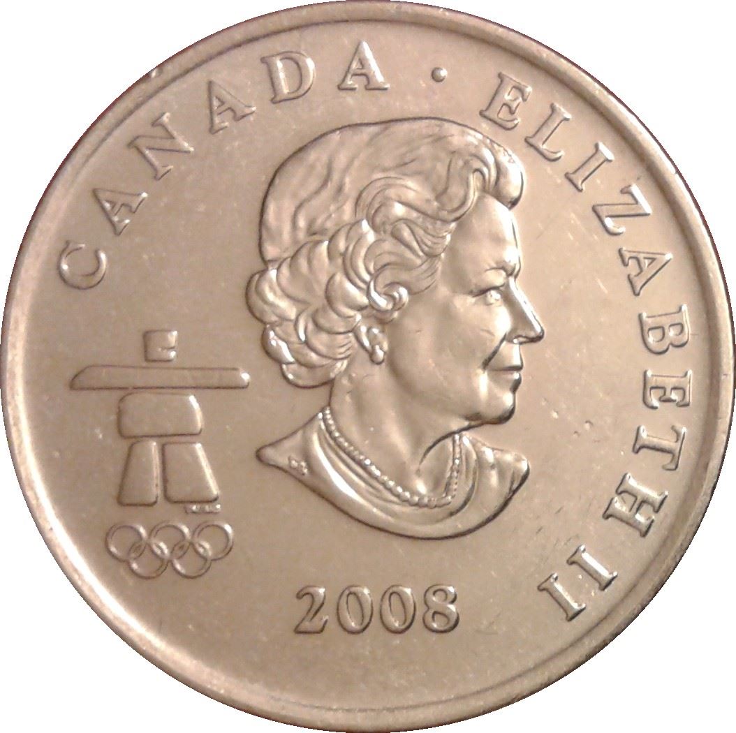 Canada | 25 Cents Coin | Nickel plated steel | Snowboarding | KM:768 | 2008