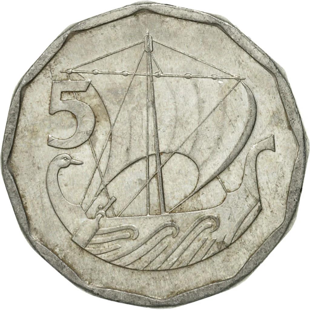 Zypern 5 Mils Münze | Segelboot | KM50 | 1981 - 1982