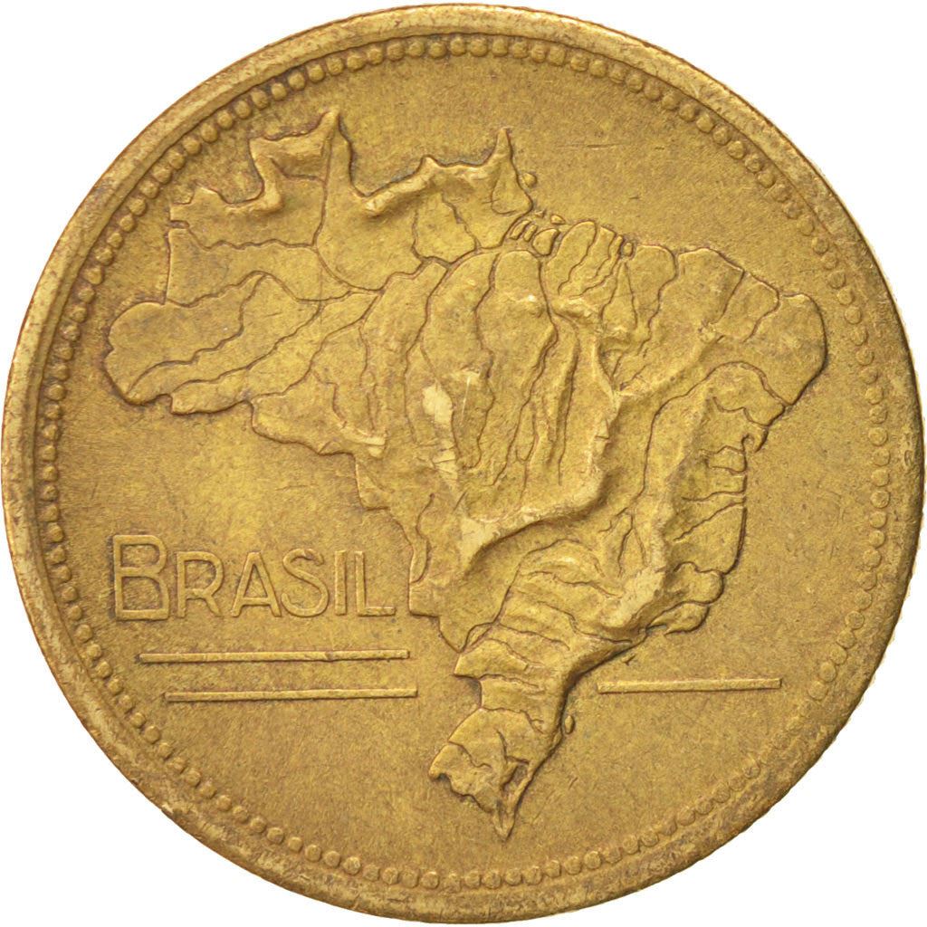 Brazil | 2 Cruzeiros Coin | Map of Brazil | Km:559 | 1942 - 1956