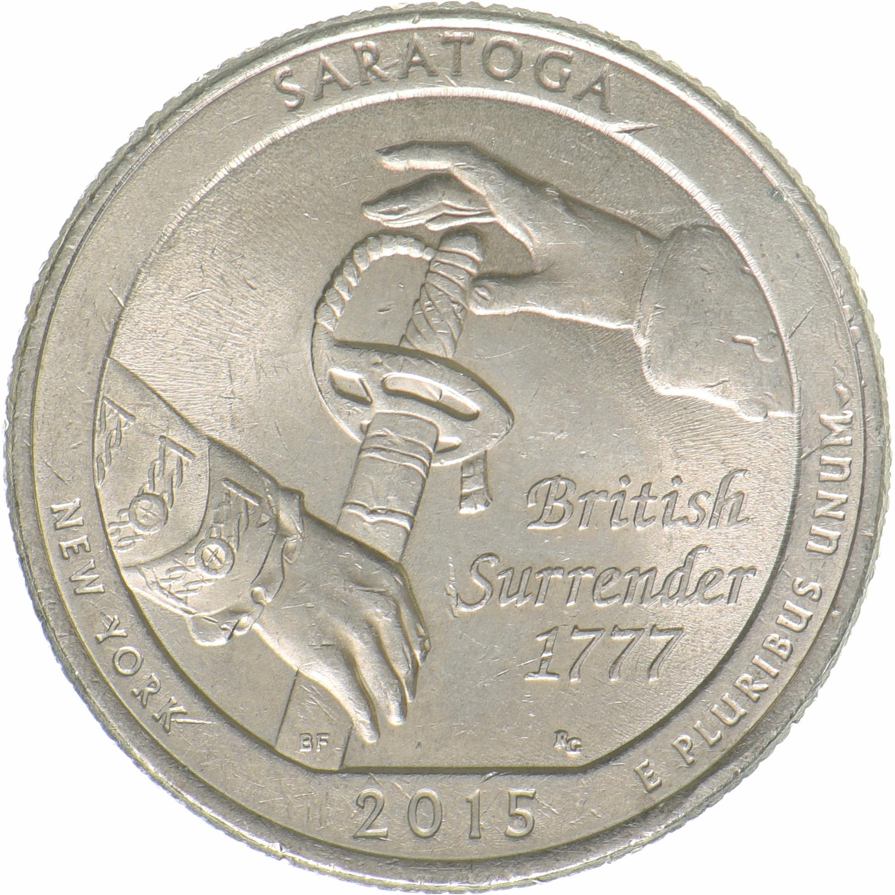 USA | 1/4 Dollar Mønt | Saratoga National Historical Park | KM:601 | 2015