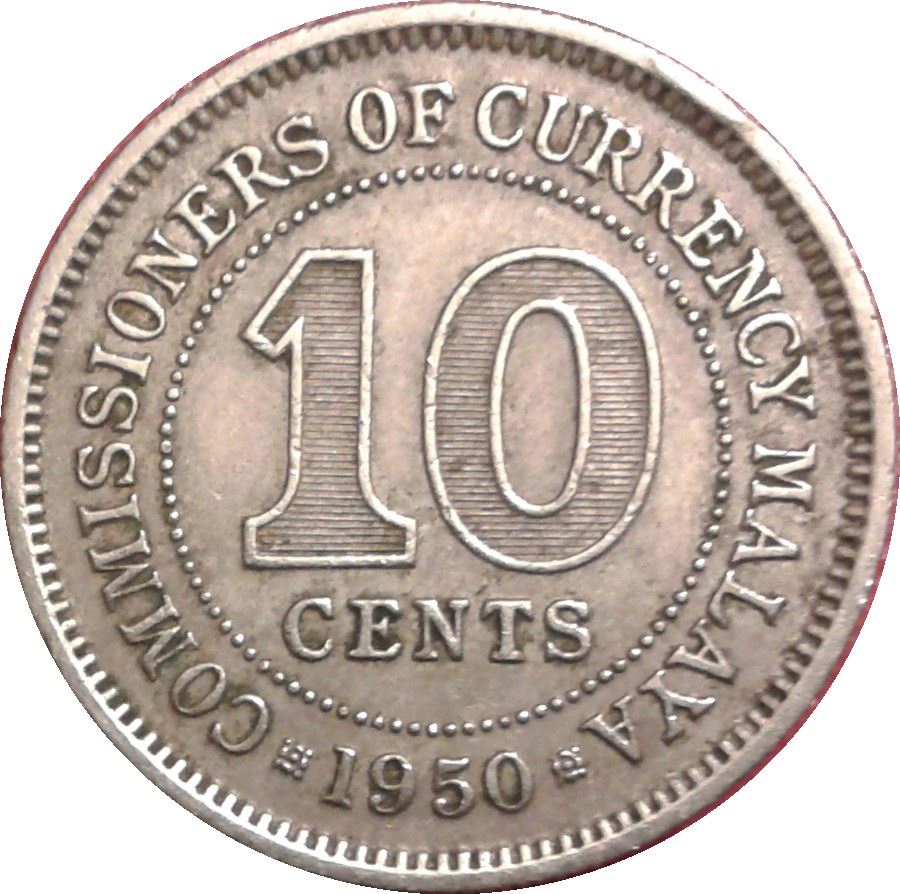 Malaya | 10 Cents Coin | George VI | Km:8 | 1948 - 1950