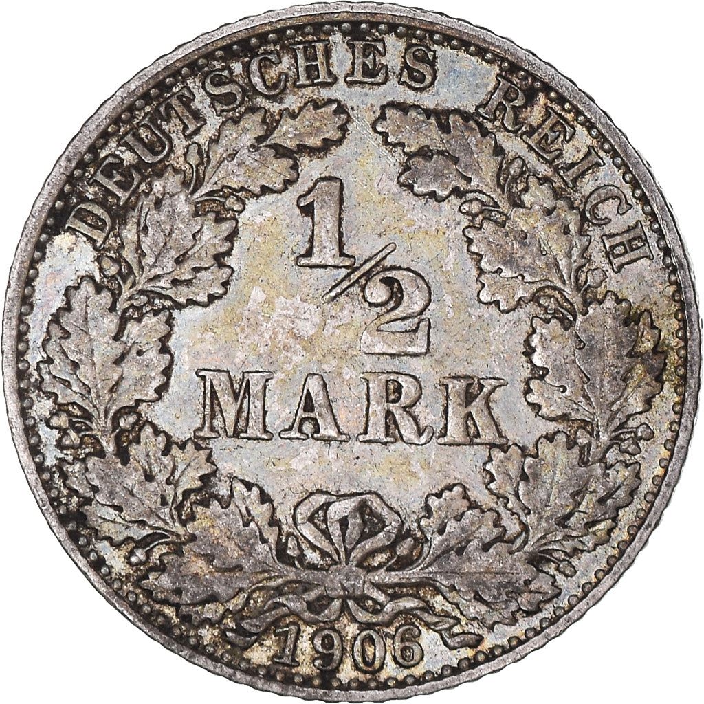 German Empire 1/2 Mark Coin | Deutsches Reich | Wilhelm II | Type 2 | KM17 | 1905 - 1919