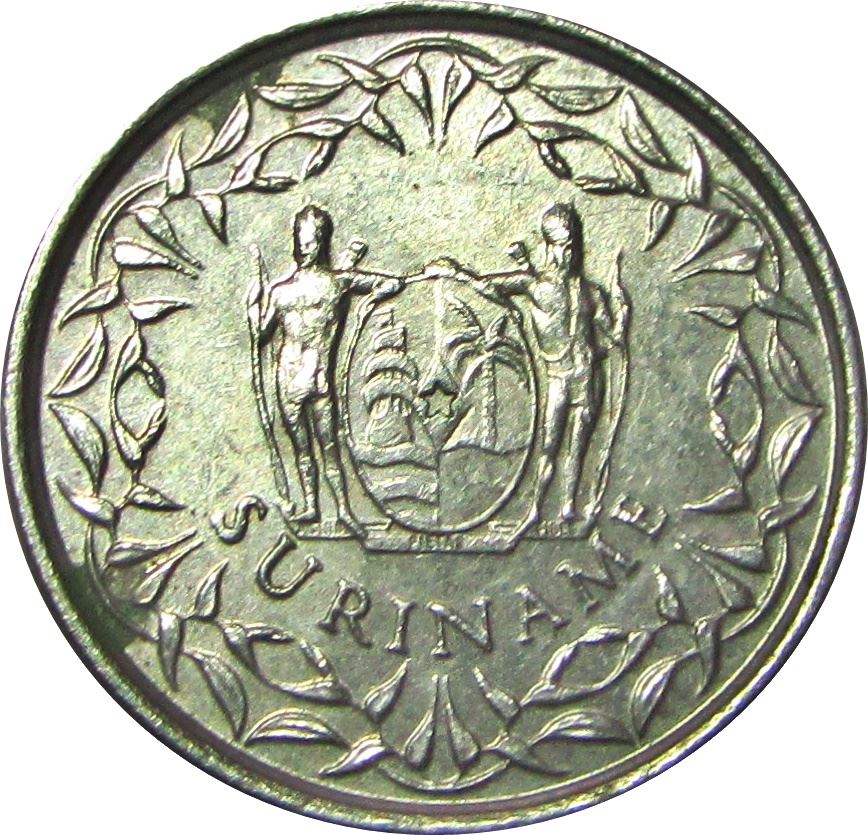Suriname | 10 Cents Coin | Natives | Wreath | Km:13 | 1962 - 1986
