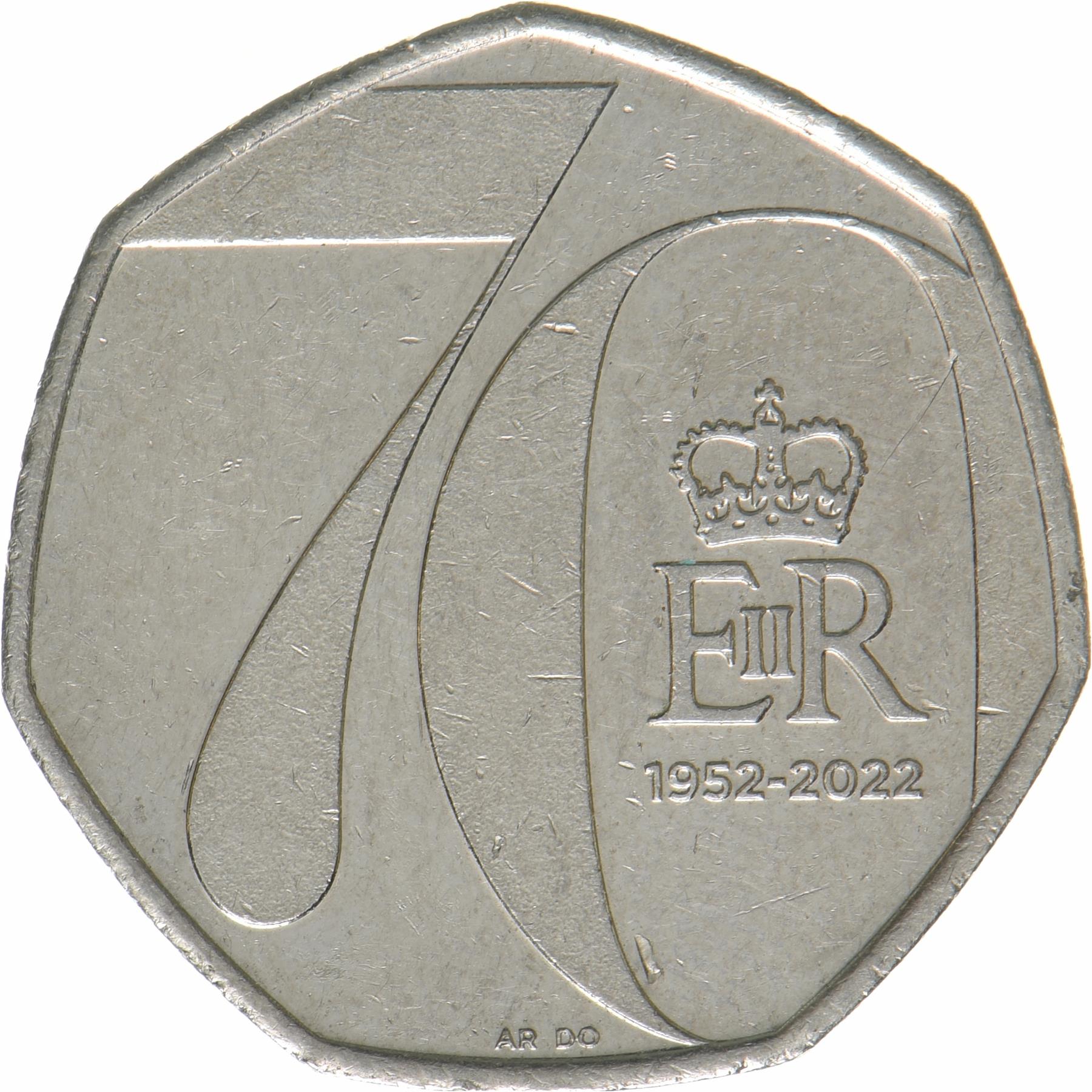 United Kingdom | 50 Pence Coin | Platinum Jubilee | KM:2151 | 2022