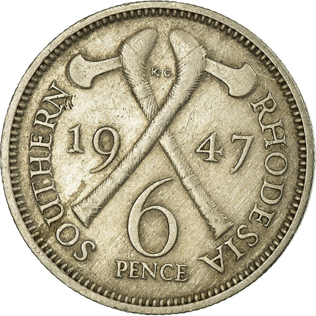 Southern Rhodesia | 6 Pence Coin | George VI | Axes | Km:17B | 1947