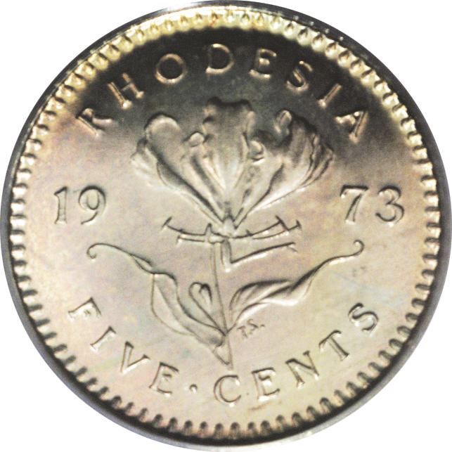 Rhodesia 5 Cents Coin | Lilly | KM12 | 1973