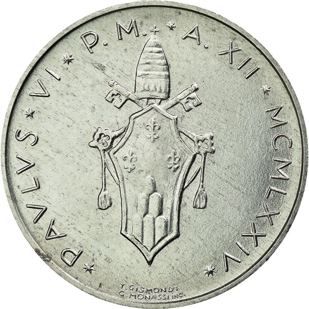 Vatican City | 5 Lire Coin | Pelican | Km:118 | 1970 - 1977
