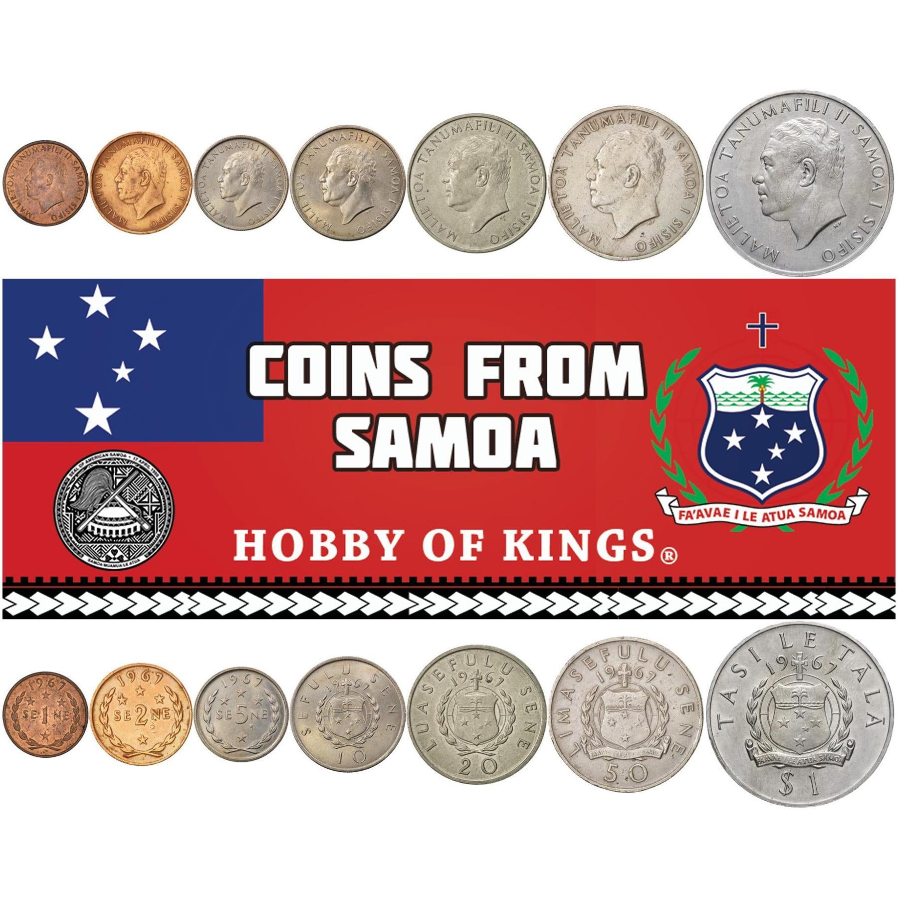 Samoa | 7 myntset | 1 2 5 10 20 50 Sene 1 Tala | 1967