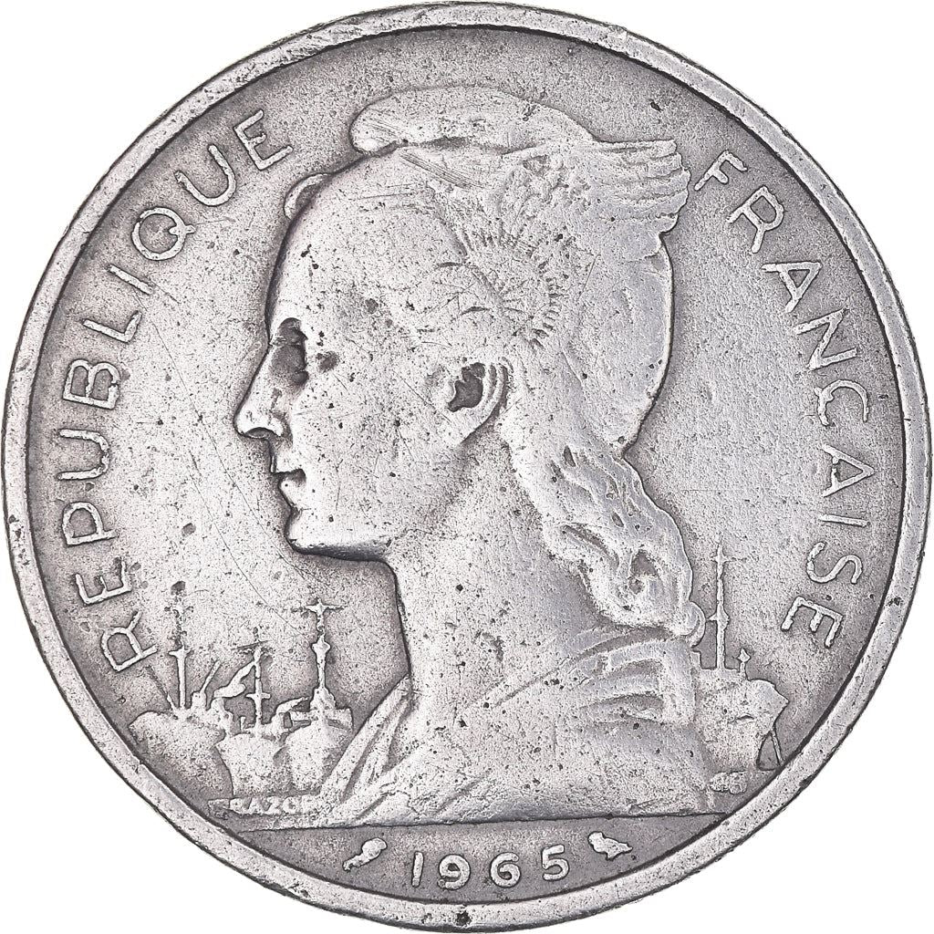 French Somaliland | 5 Francs Coin | Marianne | Waterbuck | Km:10 | 1959 - 1965