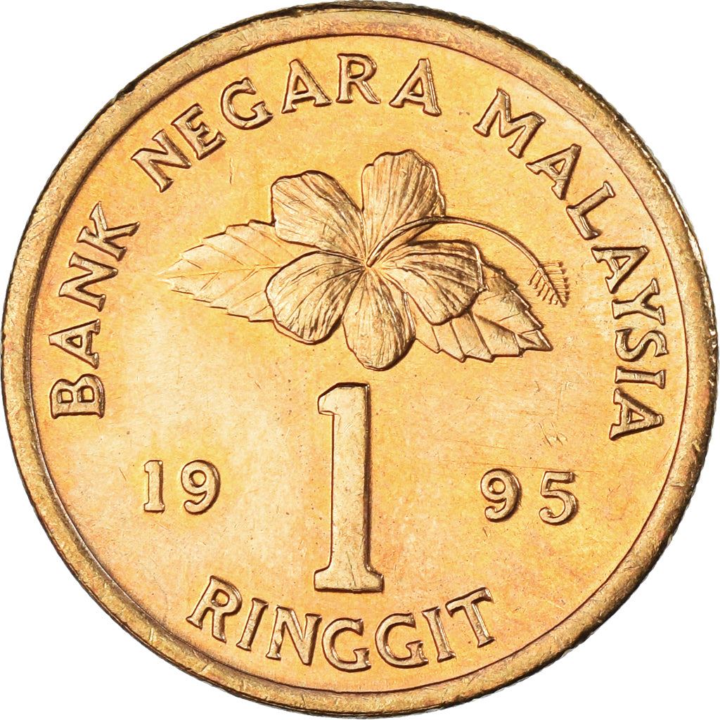 Malaysia 1 Ringgit - Agong X Type 2 denomination Coin KM64 1993 - 1998 Tin-brass