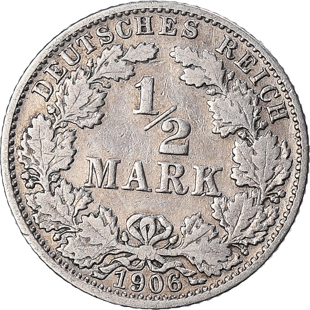 German Empire 1/2 Mark Coin | Deutsches Reich | Wilhelm II | Type 2 | KM17 | 1905 - 1919