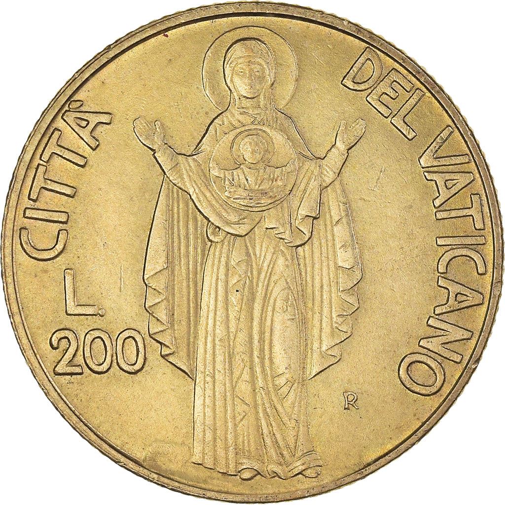 Vatican City | 200 Lire Coin | John Paul II | Km:224 | 1990
