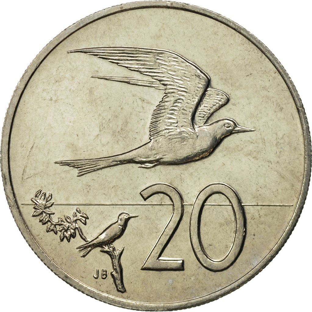 Cook Islands | 20 Cents Coin | Elizabeth II | Fairy Tern Bird | KM:5 | 1972 - 1983