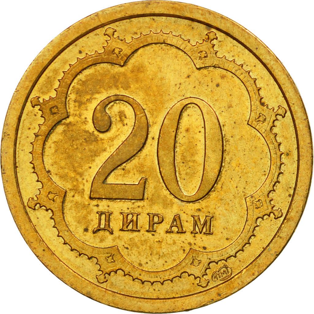 Tajikistan | 20 Diram Coin | Crown | Stars | Small Value | Km:4.1 | 2001