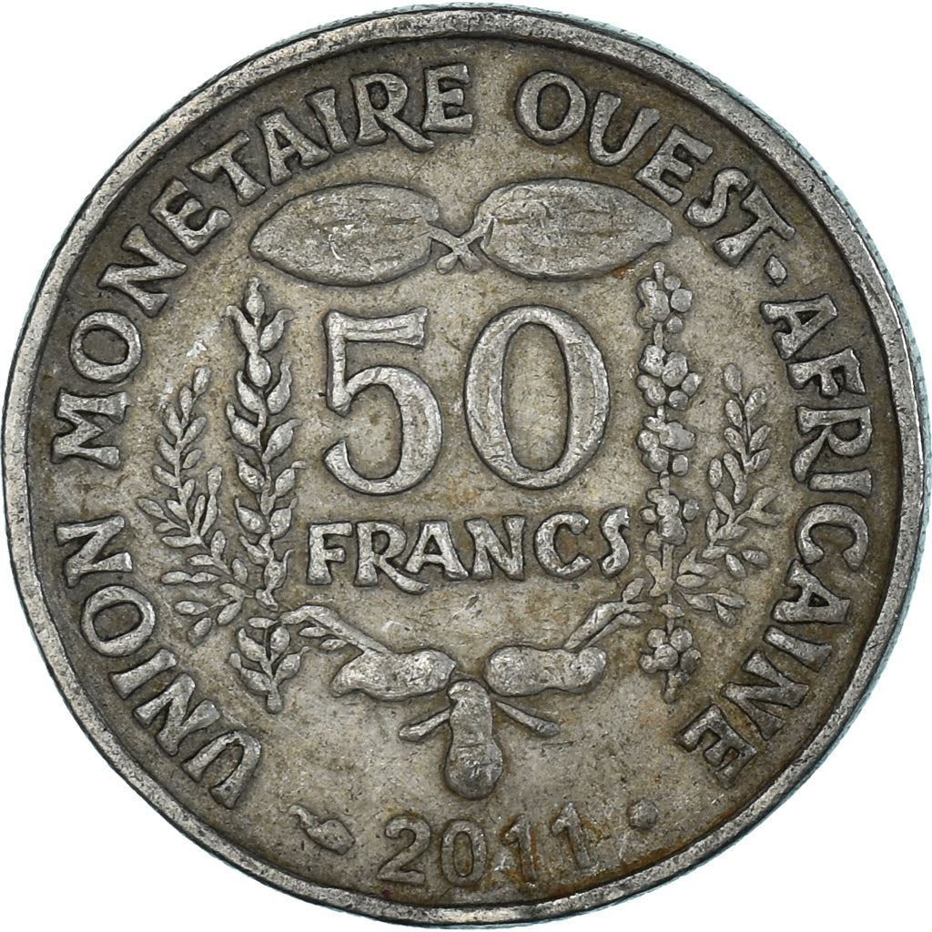 Western African States | 50 Francs Cfa Coin | Emblem of Central Bank | Beans | Grains | Nuts | Km:6 | 1972 - 2011