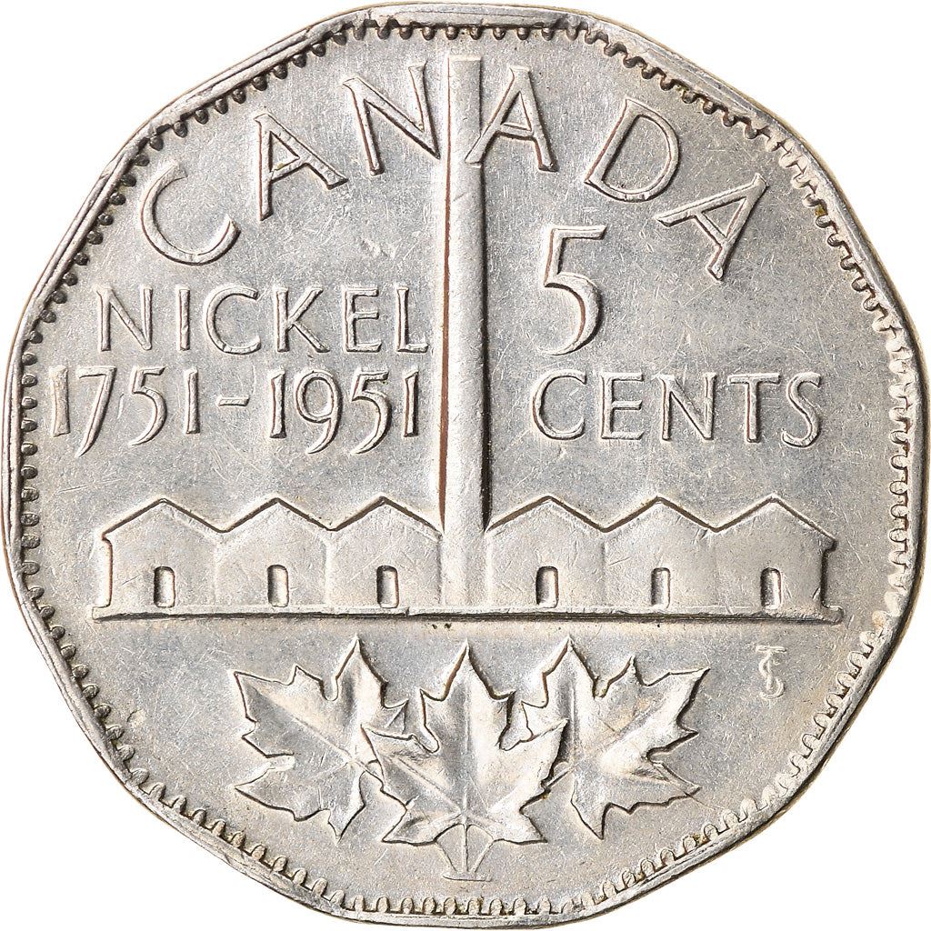 Canada | 5 Cents Coin | Discovery of Nickel | Nickel | KM:48 | 1951