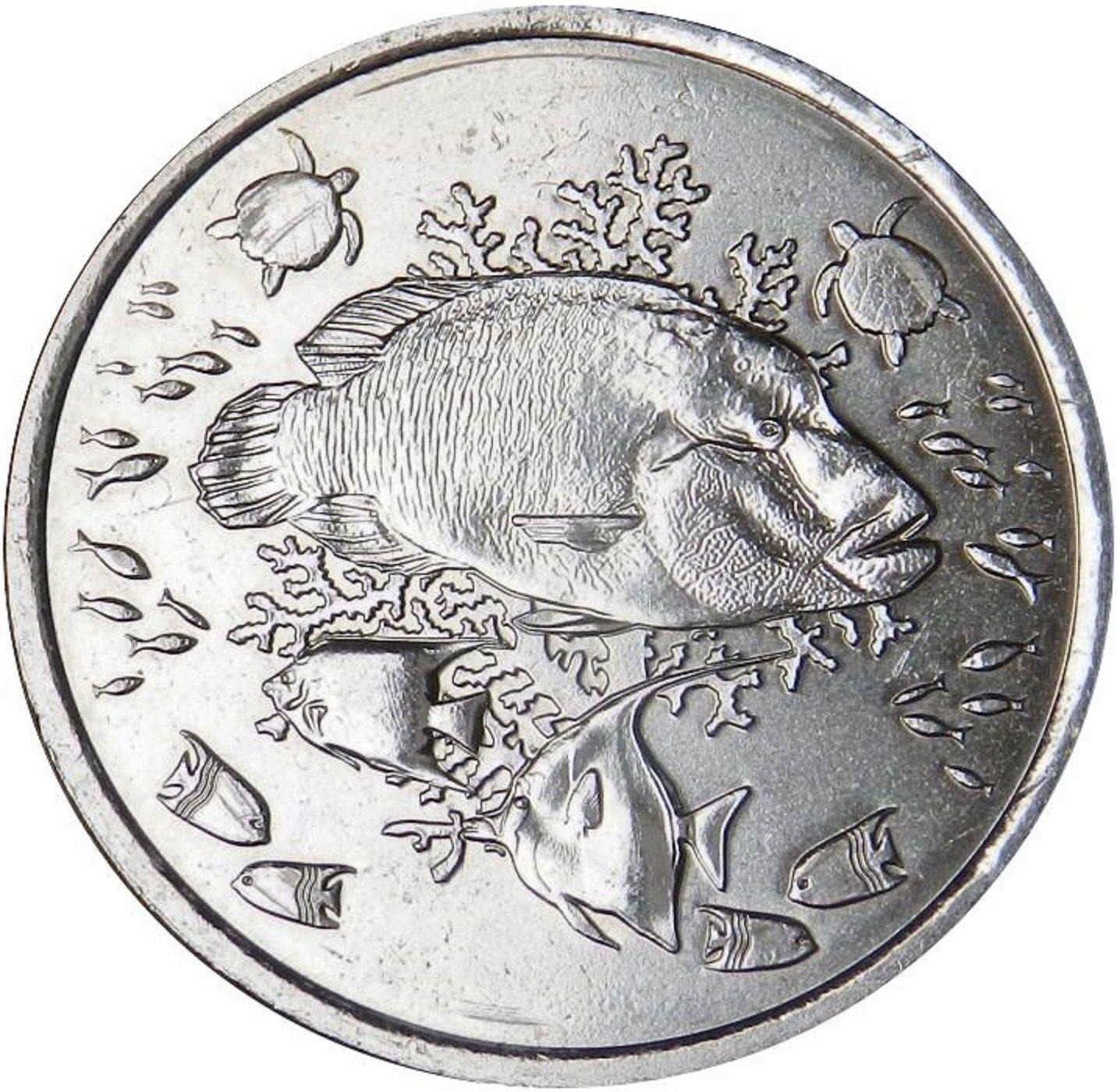 French Pacific Territories | 20 Francs Cfp Coin | Waves | Angelfish | Coral | 2021 - 2022