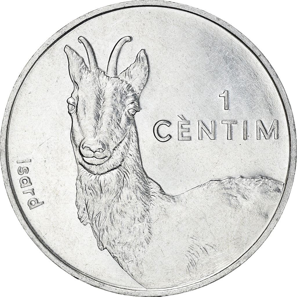 Andorra | 1 Centim Coin | Pyrenean Chamois | Km:177 | 2002