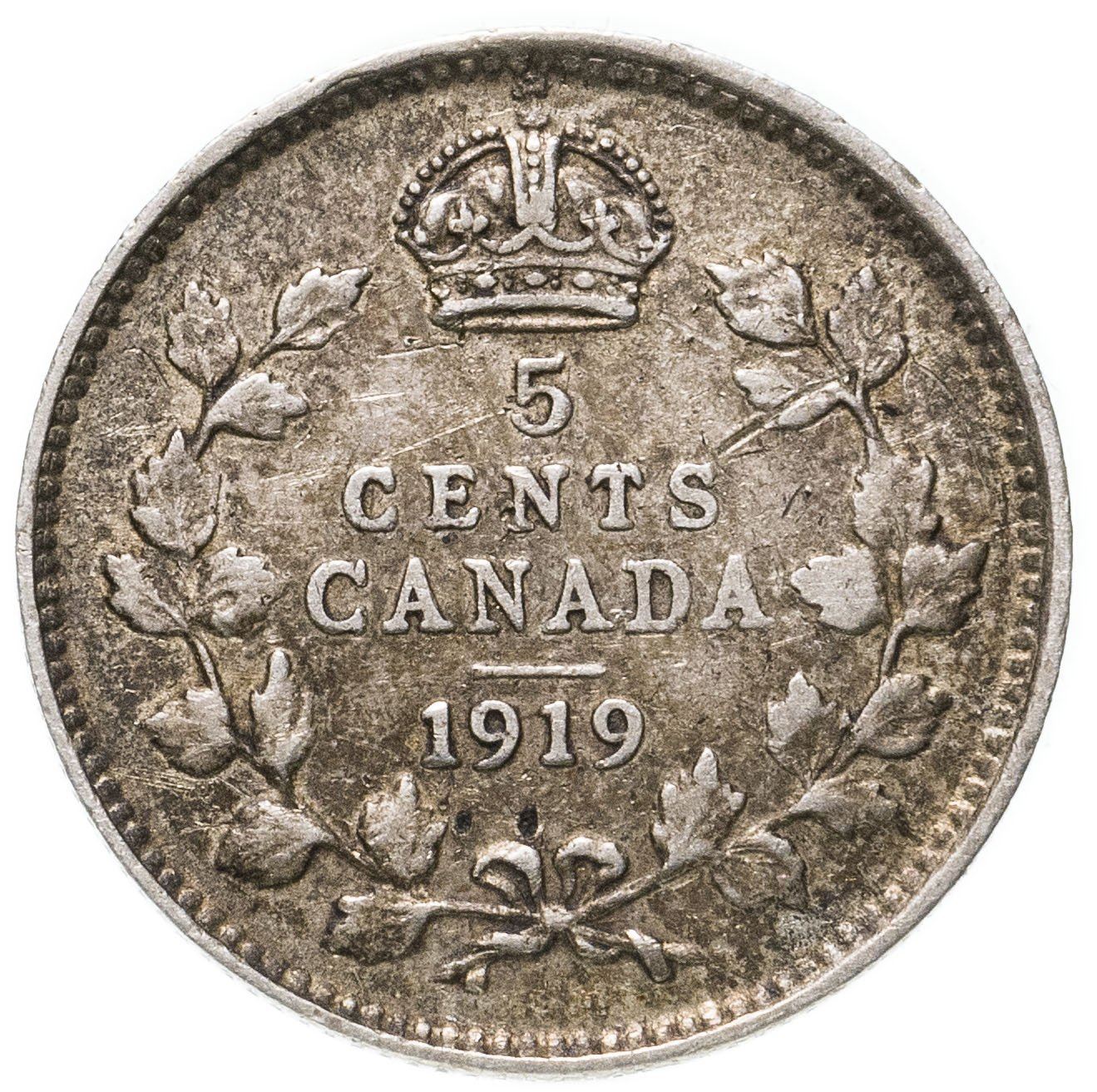 Canada 5 Cents Coin | King George V | Crown | KM22 | 1912 - 1919