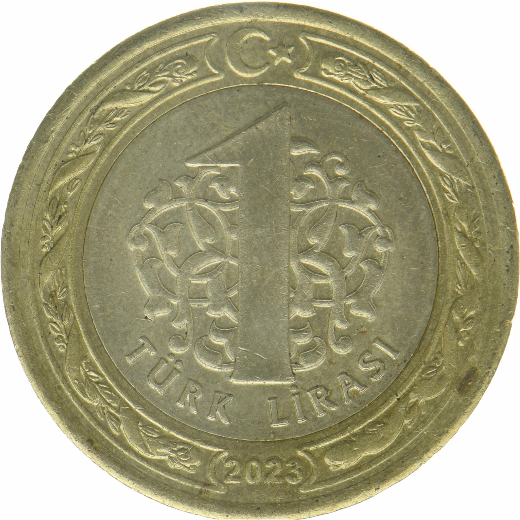 Tyrkiet | 1 Lira Mønt | Mustafa Kemal Atatürk | Halvmåne | Stjerne | Rumi | KM:1575 | 2023 - 2026