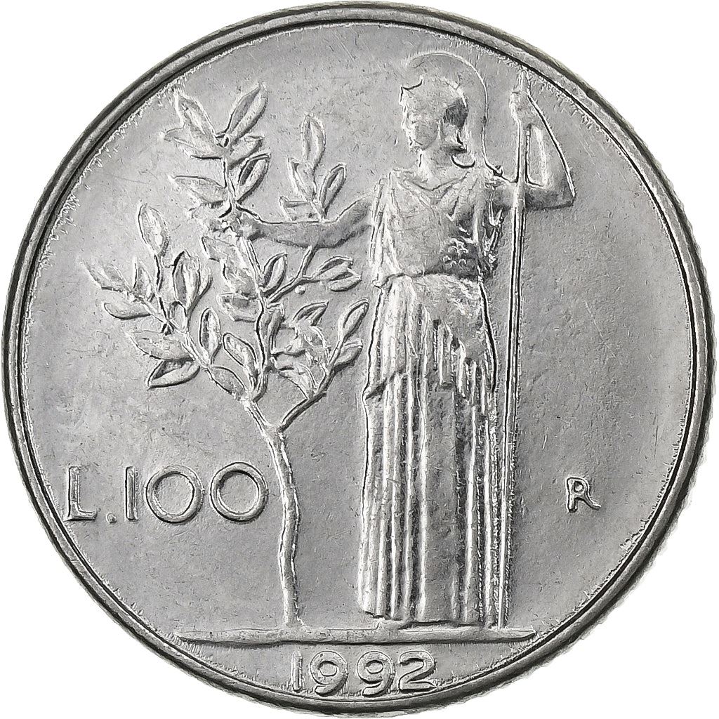 Italy | 100 Lire Coin | Goddess Minerva | Km:96.2 | 1990 - 1992