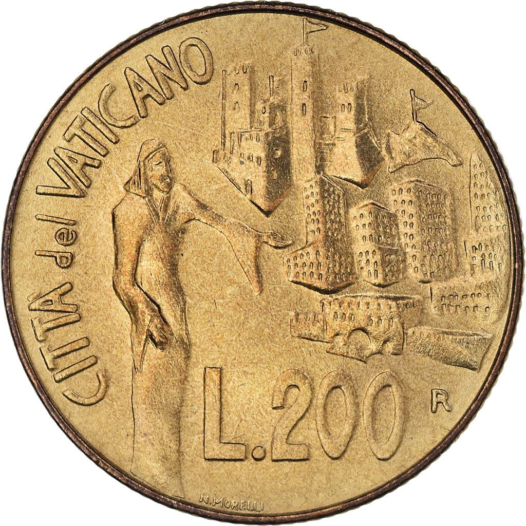 Vatican City | 200 Lire Coin | John Paul II | Km:232 | 1991