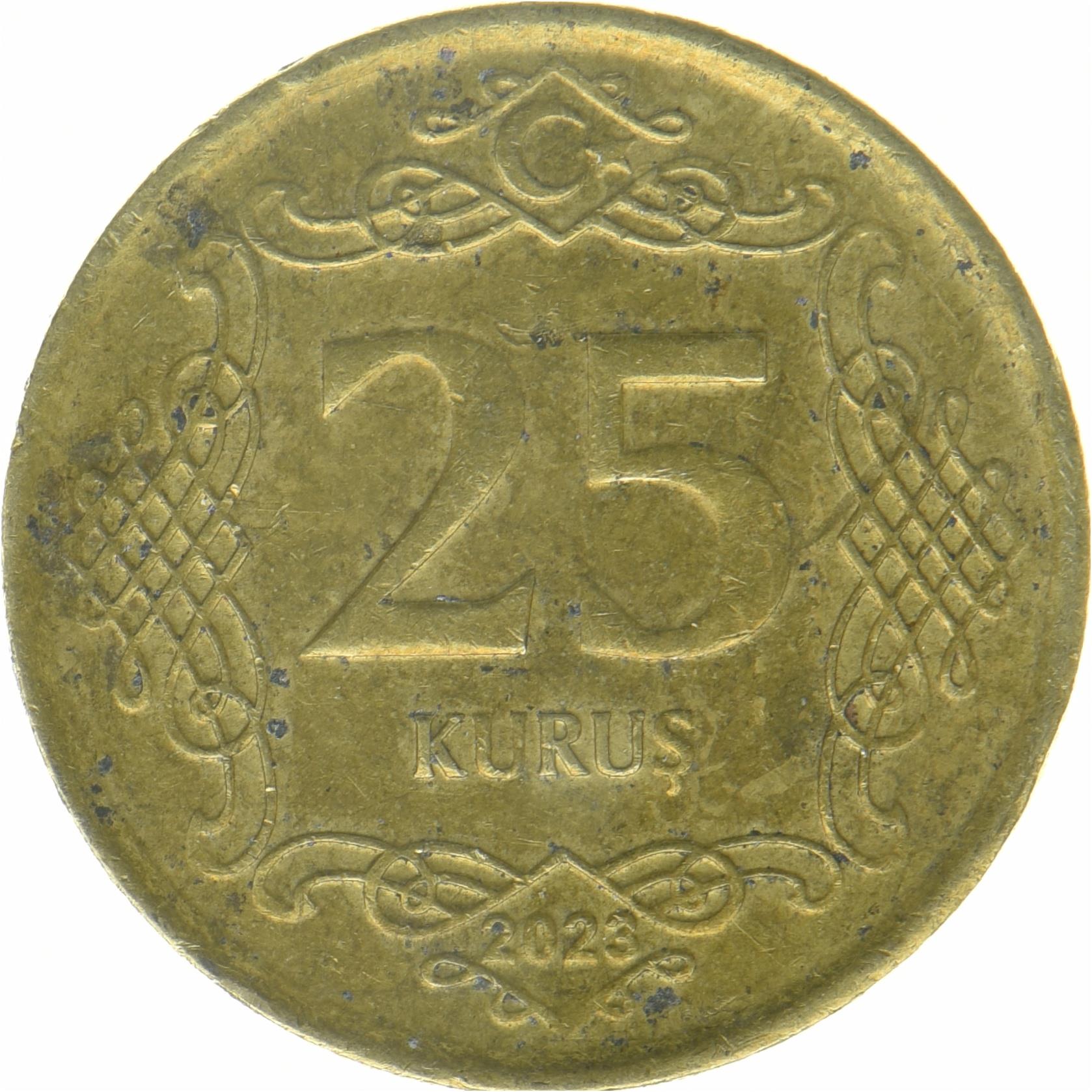 تركيا | عملة 25 قروش | مصطفى كمال أتاتورك | هلال | نجمة | كوفي | KM:1573 | 2023 - 2026