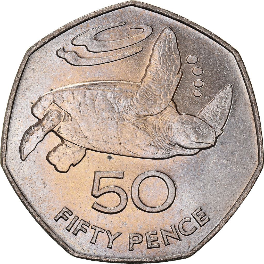 Sant'Elena e Ascensione | Moneta da 50 Pence | Elisabetta II | Tartaruga Marina Verde | KM:16 | 1991