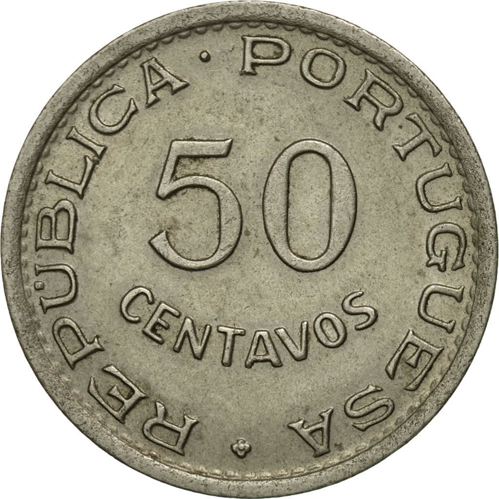 Angola | 50 Centavos Coin | Horse | Elephant | Shield | Km:72 | 1948 - 1950