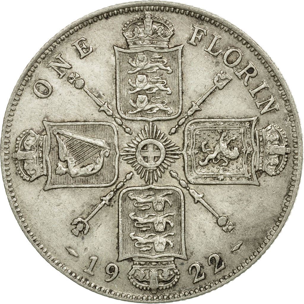 United Kingdom | 1 Florin Coin | George V | Km:817A | F-VF | 1920 - 1926