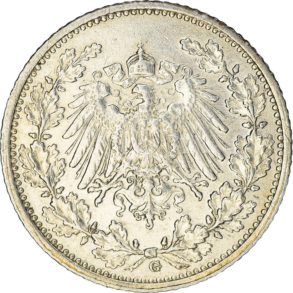 German Empire 1/2 Mark Coin | Deutsches Reich | Wilhelm II | Type 2 | KM17 | 1905 - 1919