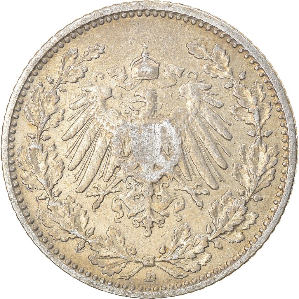 German Empire 1/2 Mark Coin | Deutsches Reich | Wilhelm II | Type 2 | KM17 | 1905 - 1919