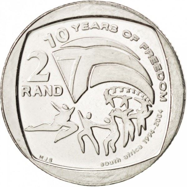South Africa 2 Rand Coin | 10 Years Freedom | KM334 | 2004