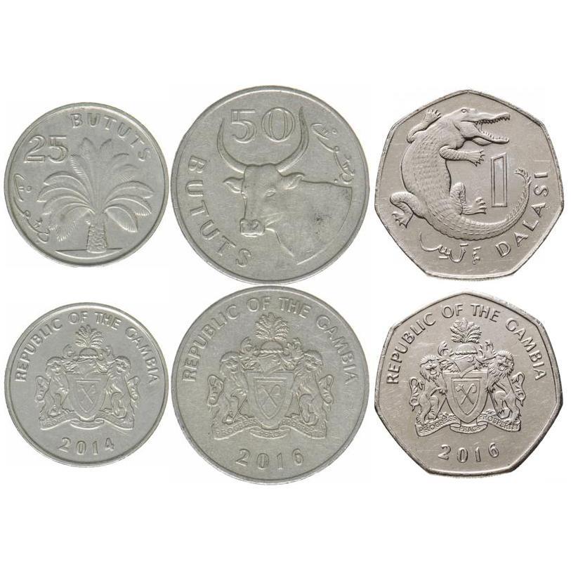 The Gambia | 3 Coin Set | 25 50 Bututs 1 Dalasi | 2008 - 2021