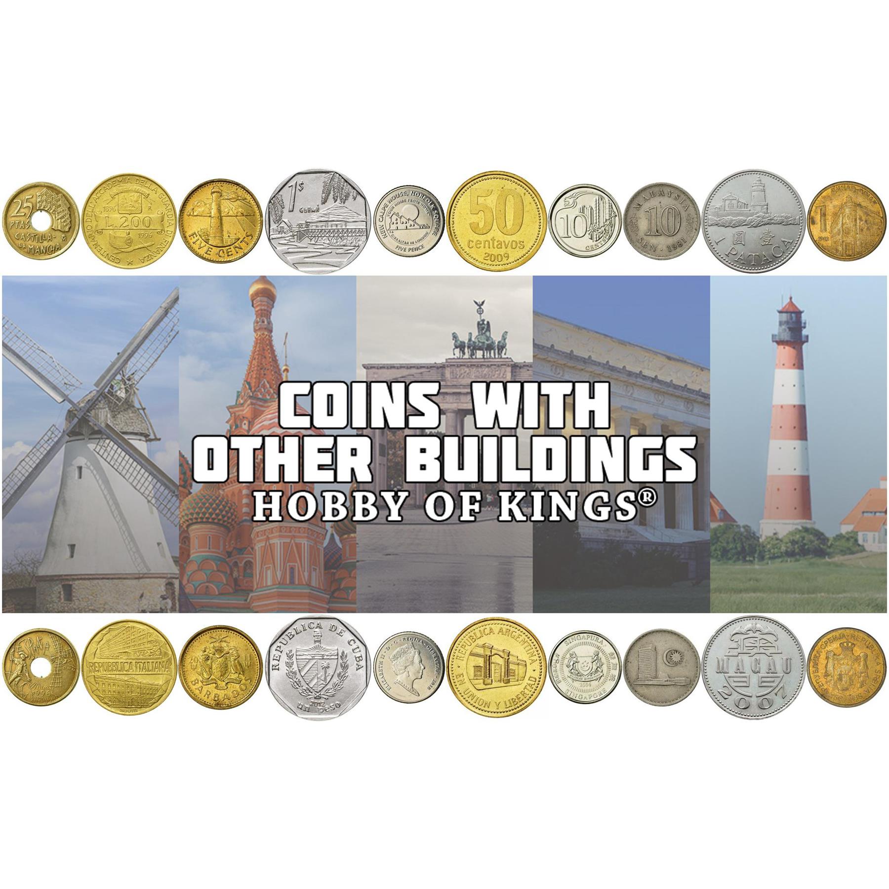 Coin Collection | Historic Buildings | Lighthouses | Ports | Windmills | Skyscrapers | Airports | Houses | Gates | Monuments | Banks | Theaters