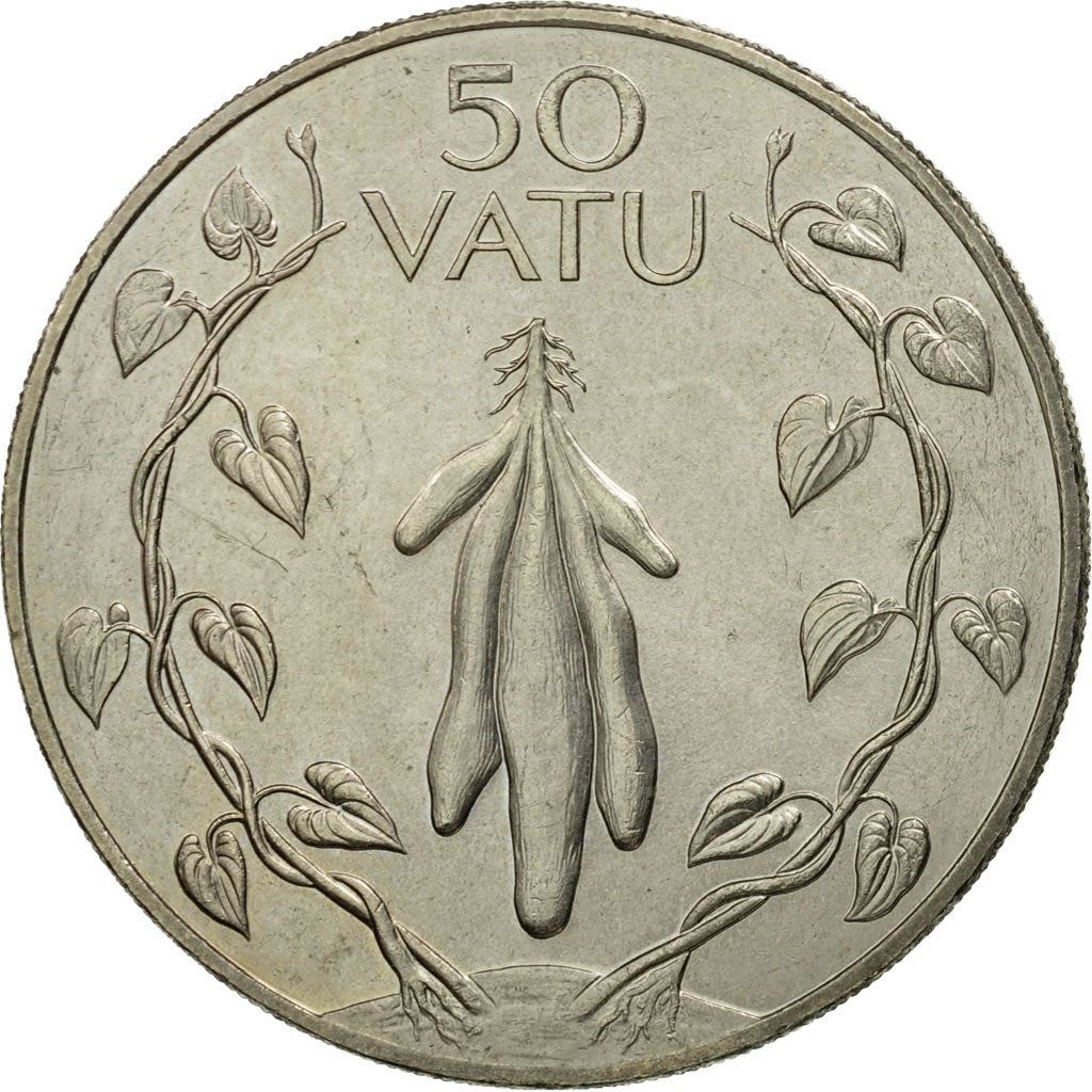 Vanuatu | 50 Vatu Coin | Melanesian Warrior | Yam | Km:8 | 1983 - 2009
