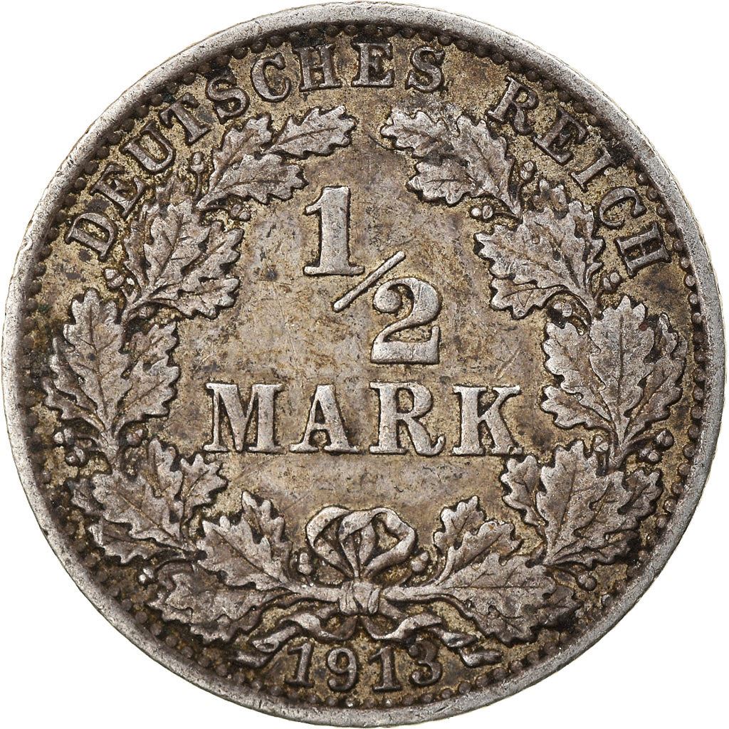 German Empire 1/2 Mark Coin | Deutsches Reich | Wilhelm II | Type 2 | KM17 | 1905 - 1919